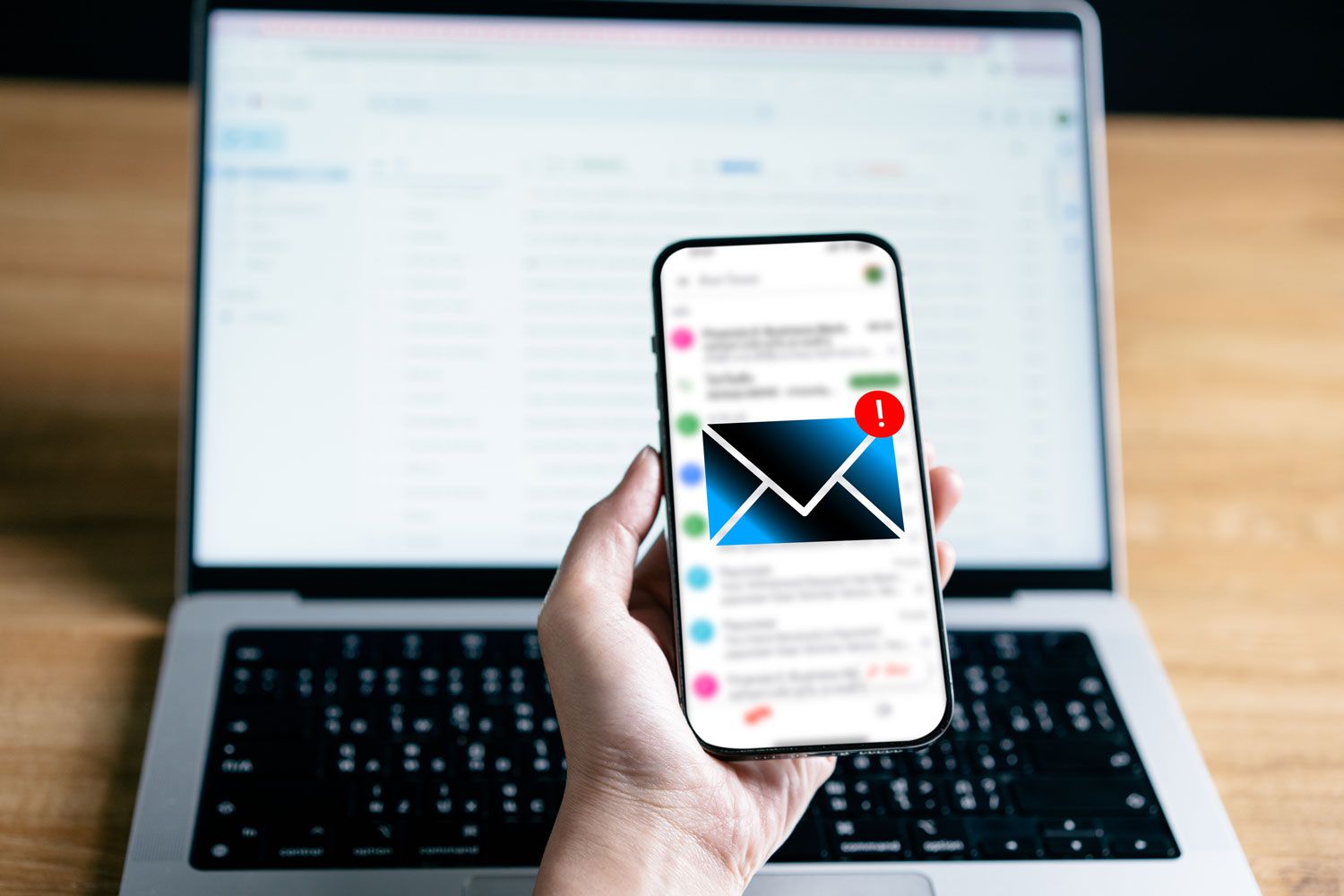 Podvodný e-mail na obrazovce telefonu
